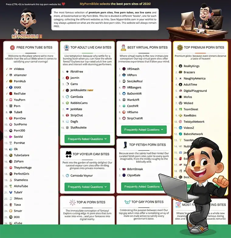My Porn Bible — Best porn sites directory with 1000+ reviewed sites across 30+ categories including free tubes, premium, live cams and VR