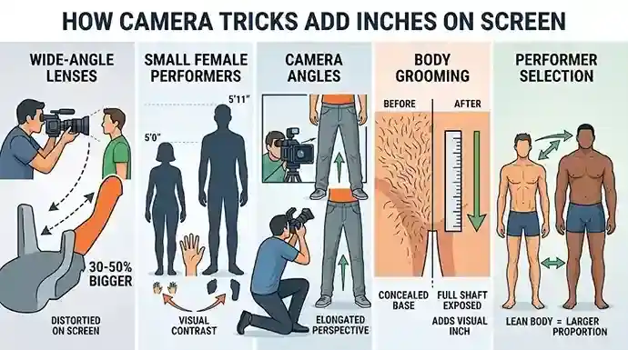 Camera tricks that add inches in porn production