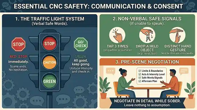 Safe words signals and negotiation for CNC practice