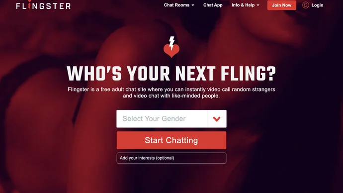 Flingster homepage showing anonymous adult cam chat, an Omegle alternative