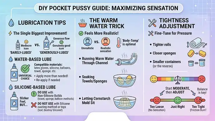 Lube warming and sensation tips for DIY pocket pussy