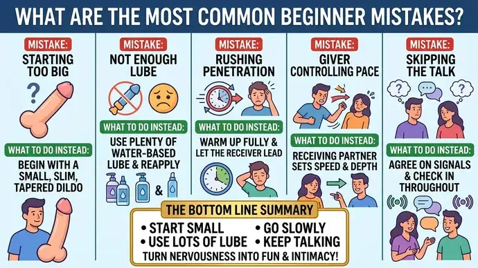 Table of the most common beginner pegging mistakes such as starting too big not enough lube rushing and what to do instead