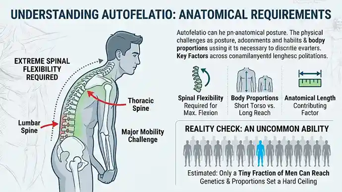 Anatomical diagram explaining what autofellatio is and the body fold required