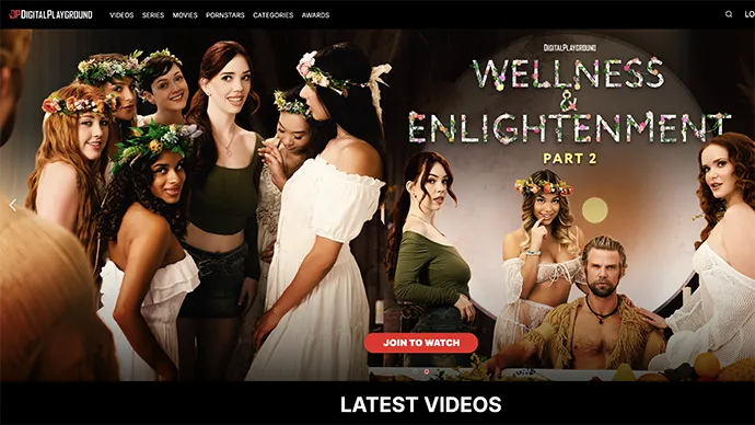 DigitalPlayground homepage screenshot - premium cinematic porn site