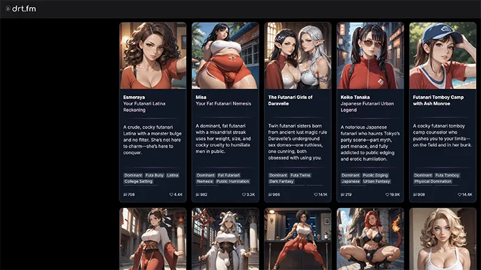 DRT homepage screenshot - NSFW AI tools directory