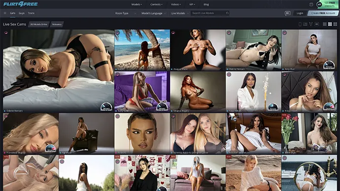 Flirt4Free homepage screenshot - premium live cam site