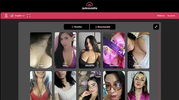 JerkRoulette homepage screenshot - random cam matching site