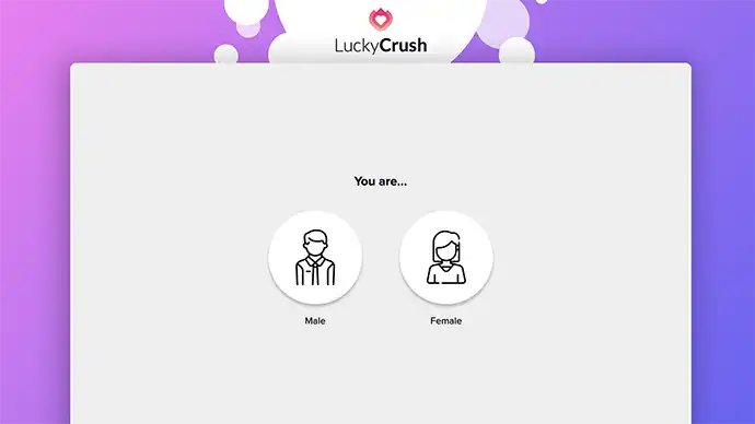 LuckyCrush homepage screenshot - opposite gender random cam chat
