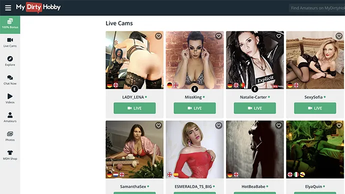 MyDirtyHobby homepage screenshot showing amateur community porn platform