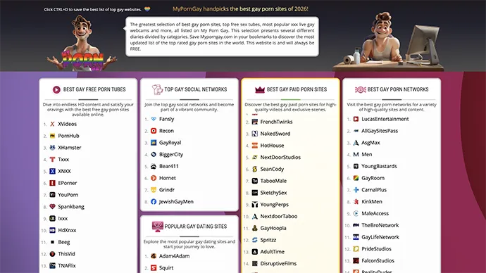 MyPornGay homepage screenshot - gay porn site directory
