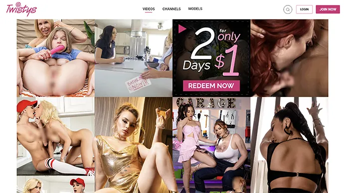TwistysNetwork homepage screenshot - premium glamour porn site
