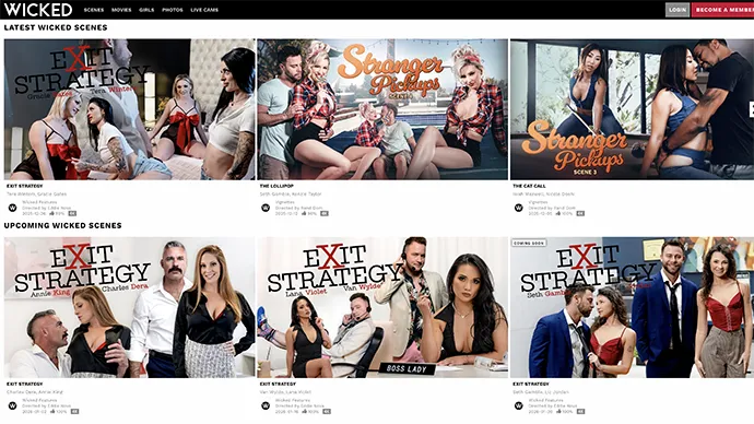 Wicked homepage screenshot - premium award-winning porn site